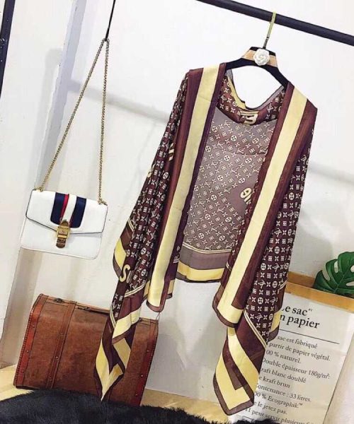 Supreme x LV Shawl Scarf Brown For Women 
