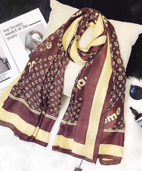 Supreme x LV Shawl Scarf Brown For Women 