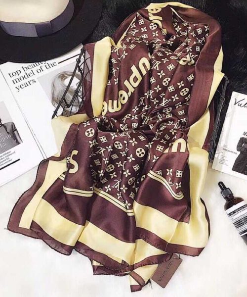 Supreme x LV Shawl Scarf Brown For Women 