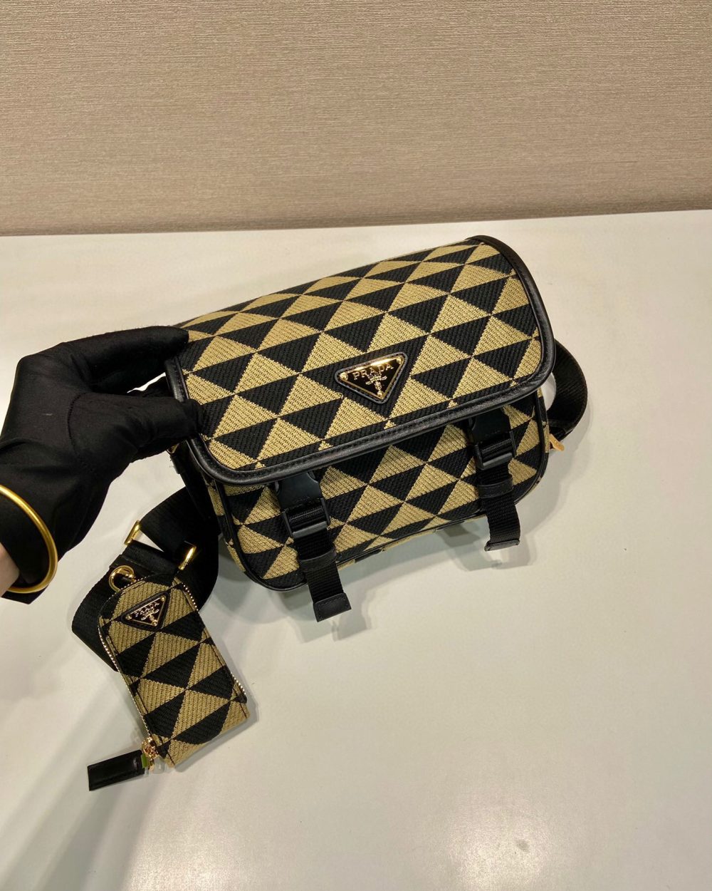 Symbole Embroidered Fabric Bag In Beige For Women 8.6 in/ 22 cm 2VD034_2FKL_F0Y30_V_XOP