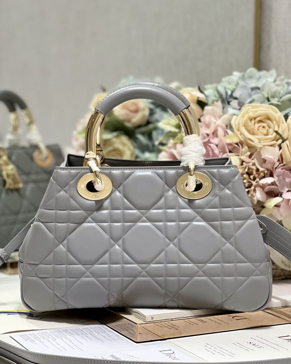 1:1 Replica The Medium Lady 95.22 Bag Black/White/Grey For Women 9.5in/ 24cm