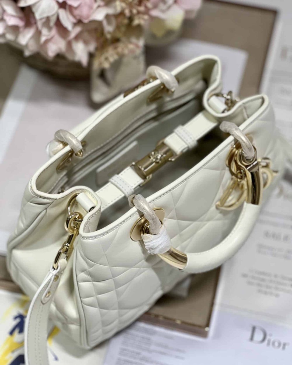 1:1 Replica The Medium Lady 95.22 Bag Black/White/Grey For Women 9.5in/ 24cm