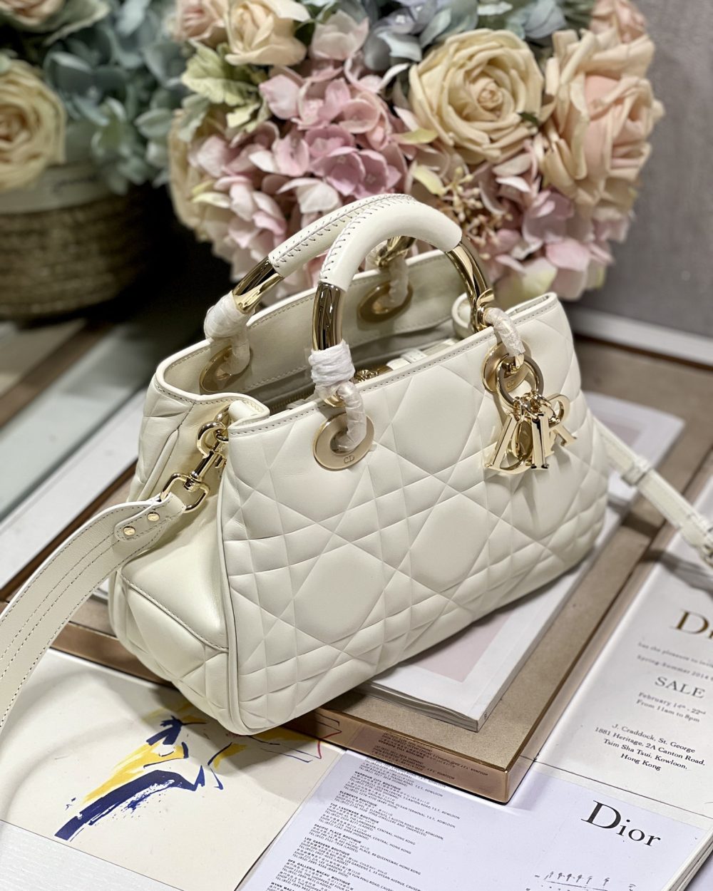 1:1 Replica The Medium Lady 95.22 Bag Black/White/Grey For Women 9.5in/ 24cm