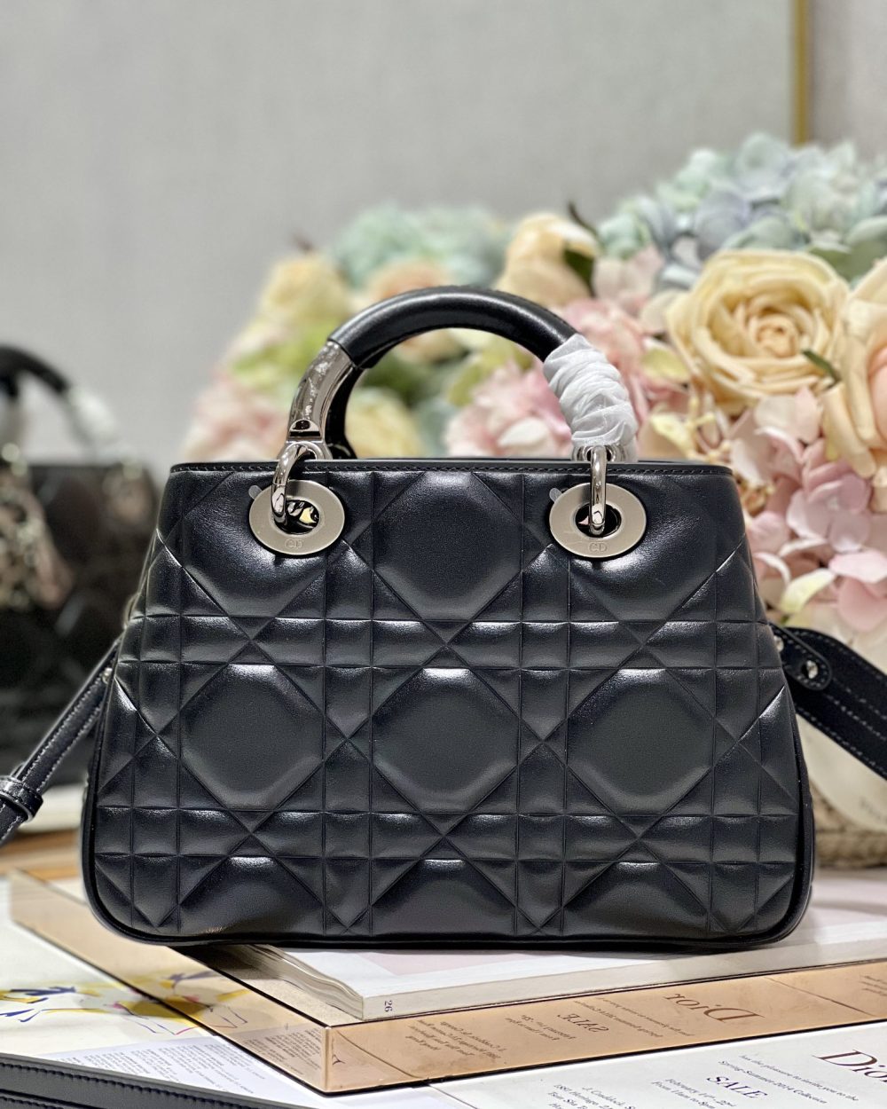 1:1 Replica The Medium Lady 95.22 Bag With Black Tone Hardware Black/White/Grey For Women 9.5in/ 24cm
