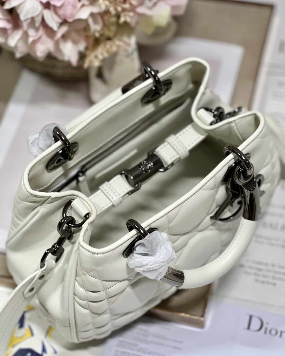 1:1 Replica The Medium Lady 95.22 Bag With Black Tone Hardware Black/White/Grey For Women 9.5in/ 24cm