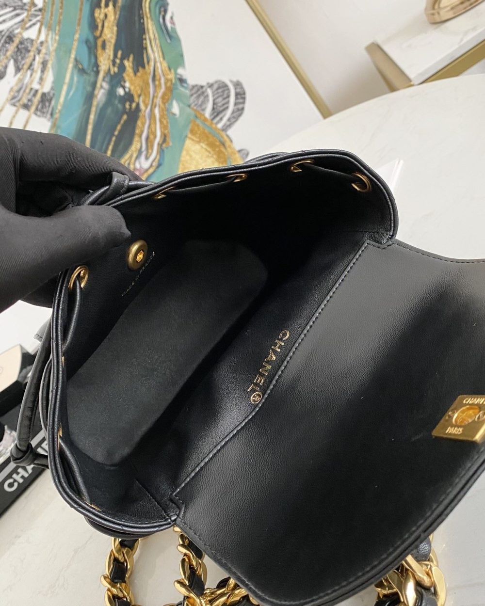 [REP 1:1] Vintage Duma Backpack Black/Brown For Women 8.3in / 21cm
