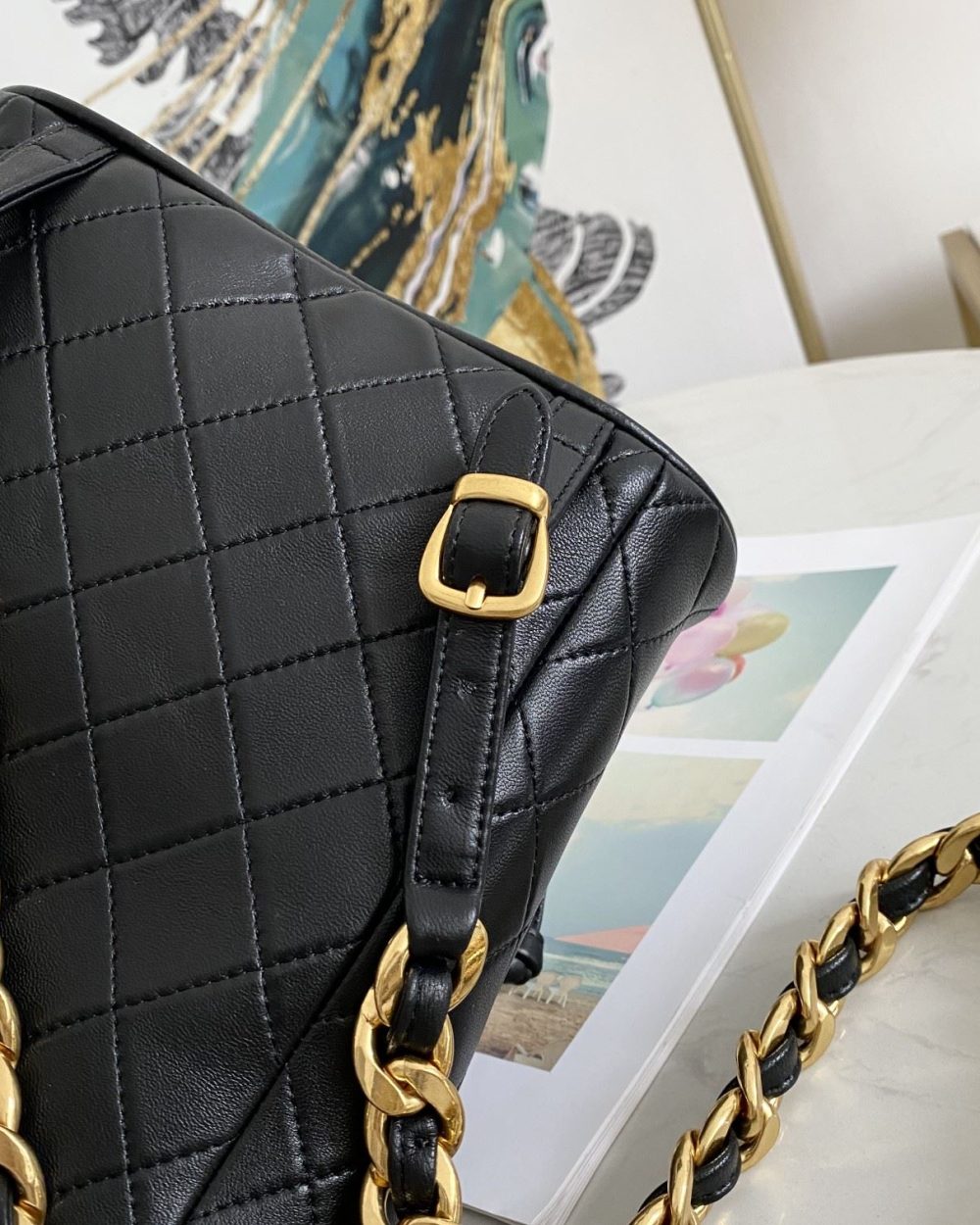 [REP 1:1] Vintage Duma Backpack Black/Brown For Women 8.3in / 21cm