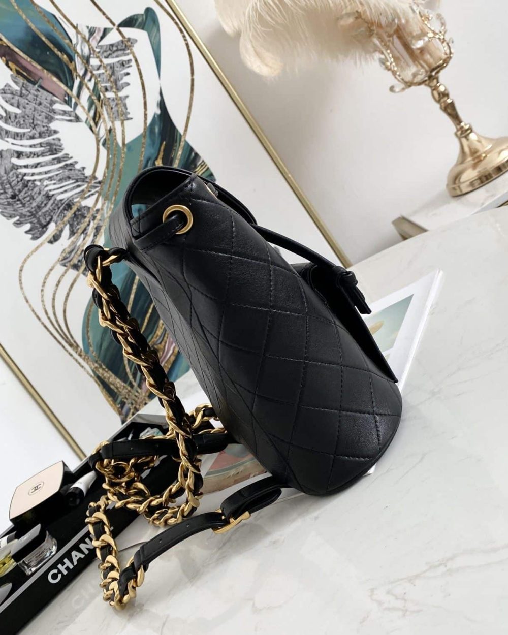 [REP 1:1] Vintage Duma Backpack Black/Brown For Women 8.3in / 21cm