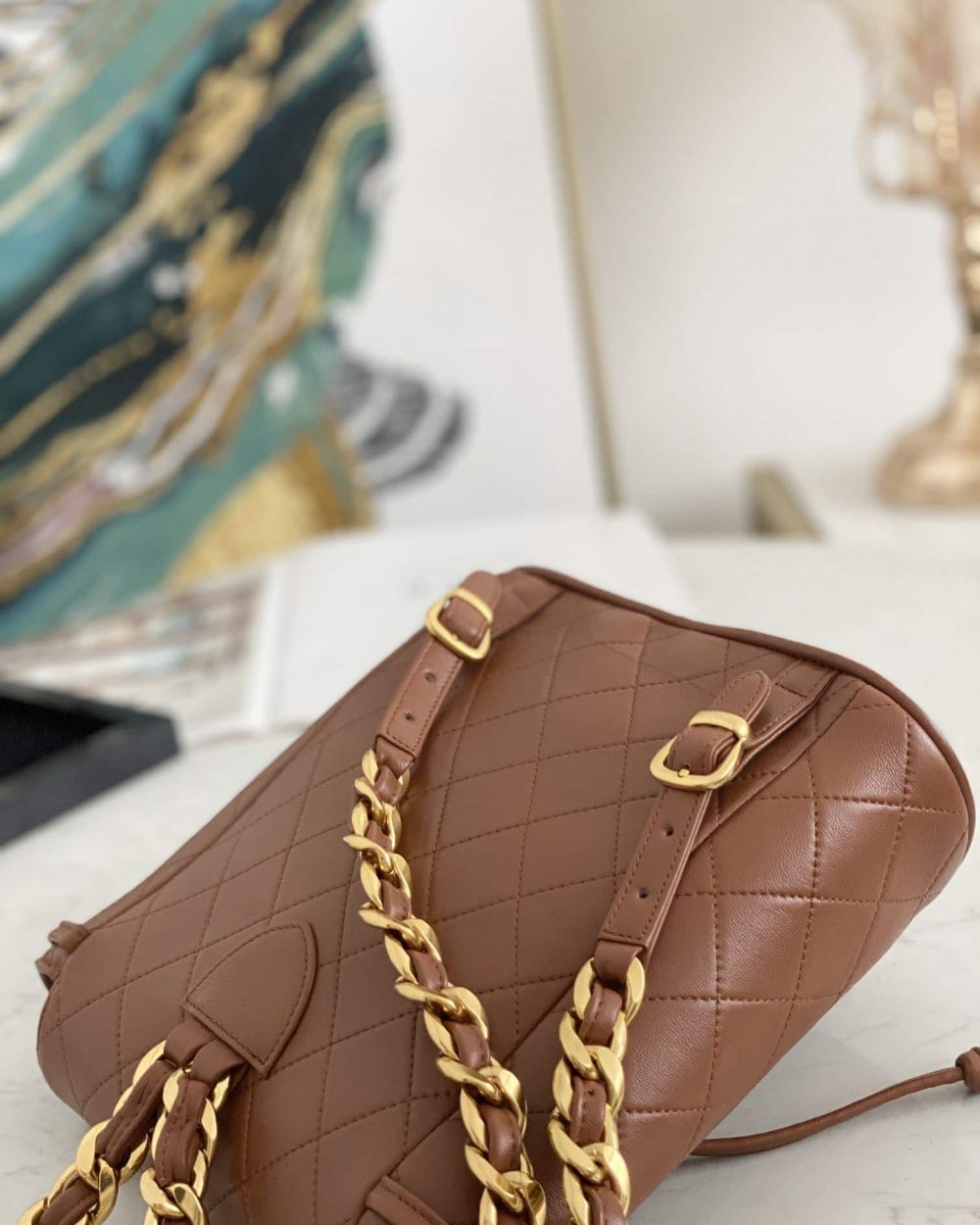 [REP 1:1] Vintage Duma Backpack Black/Brown For Women 8.3in / 21cm