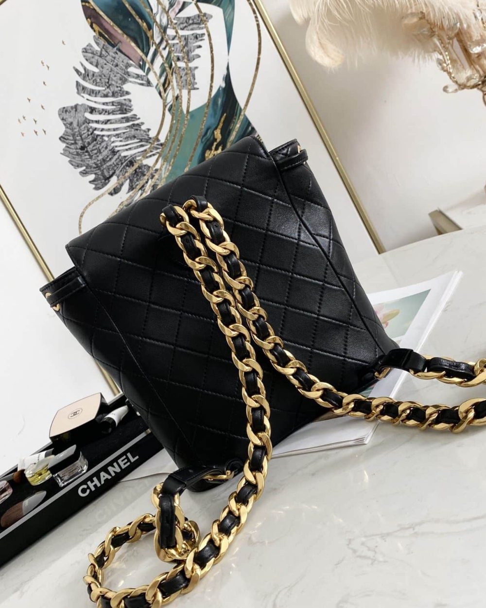 [REP 1:1] Vintage Duma Backpack Black/Brown For Women 8.3in / 21cm