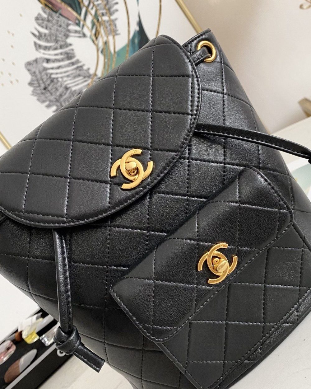 [REP 1:1] Vintage Duma Backpack Black/Brown For Women 8.3in / 21cm