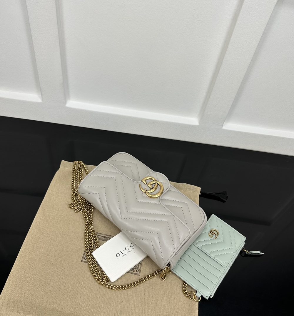 1:1 Replica GG MARMONT MINI BAG light Grey For Women 751526 AACCE 1742