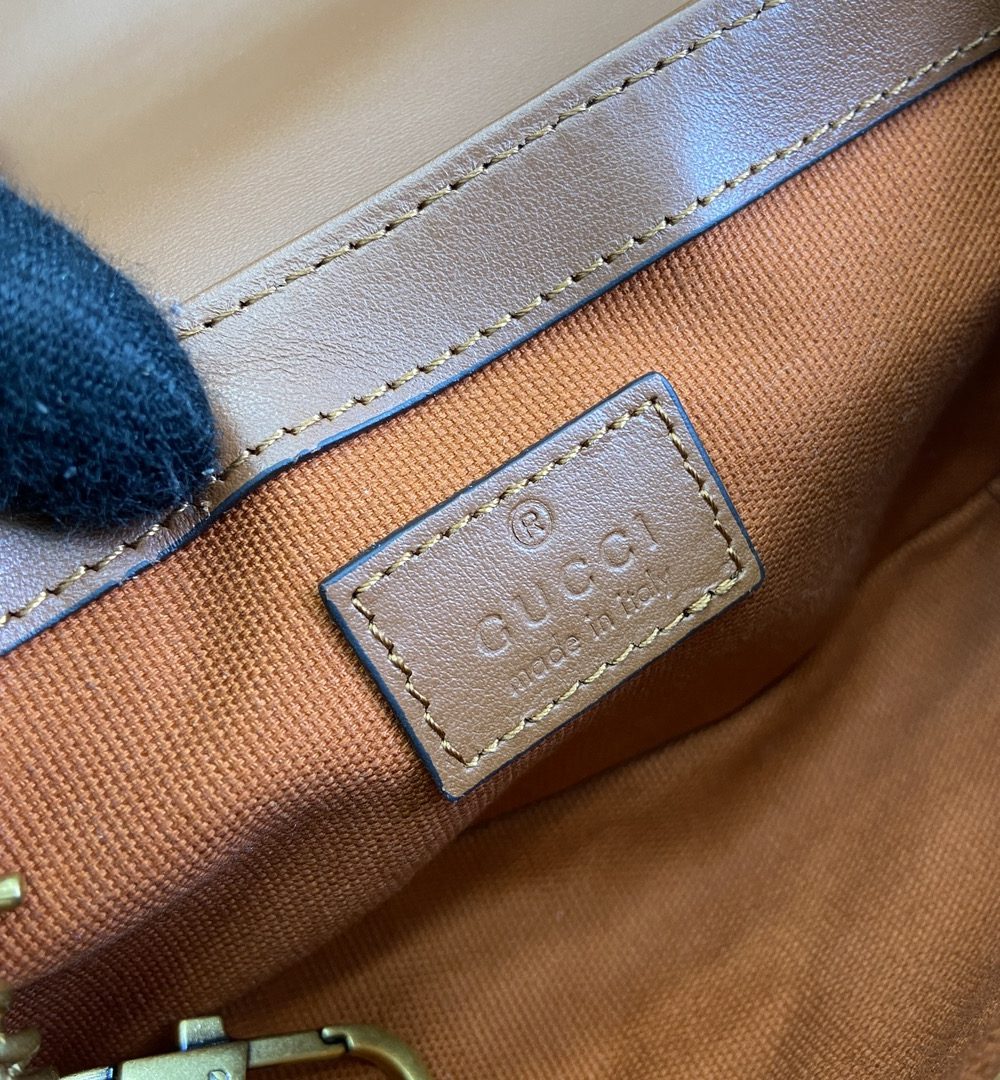 1:1 Replica GG SUPER MINI SHOULDER BAG Pale blue and brown canvas For Women 783141 FADAT 4941