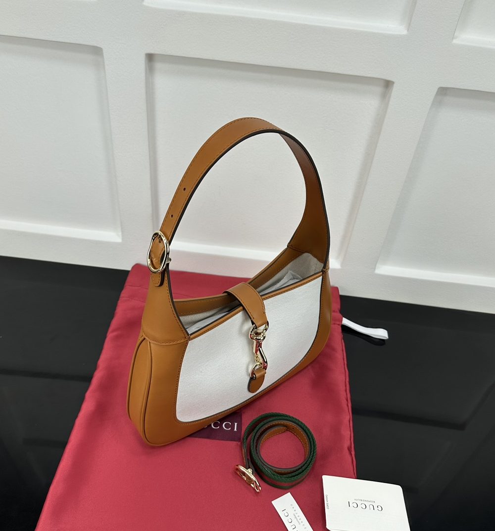 1:1 Replica Gucci Jackie Small Shoulder Bag Brown and White canvas Exclusive For Women 782849 FADGF 9041
