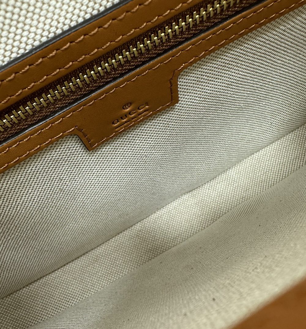 1:1 Replica Gucci Jackie Small Shoulder Bag Brown and White canvas Exclusive For Women 782849 FADGF 9041