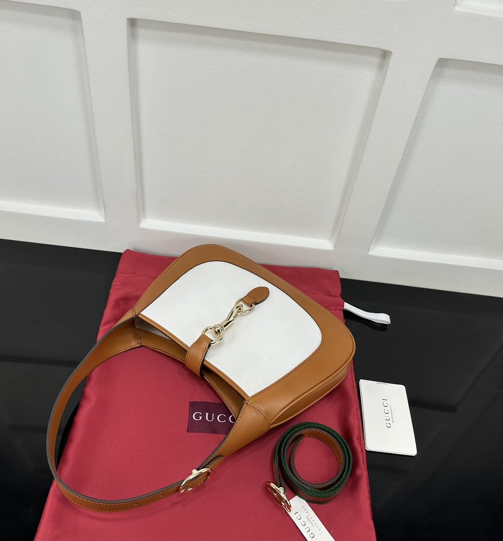 1:1 Replica Gucci Jackie Small Shoulder Bag Brown and White canvas Exclusive For Women 782849 FADGF 9041