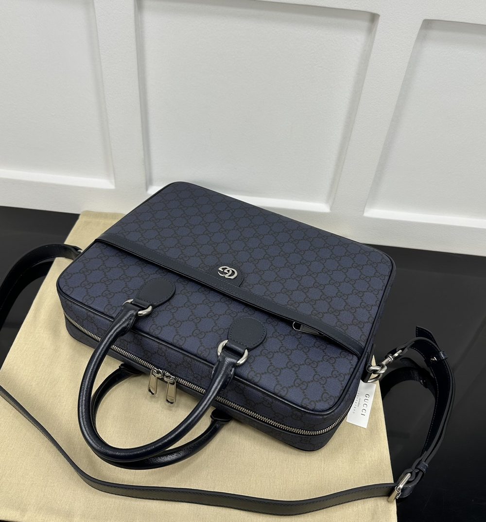 1:1 Replica Ophidia Medium GG Briefcase Dark Blue Exclusive For Men 792116 FACJT 8441