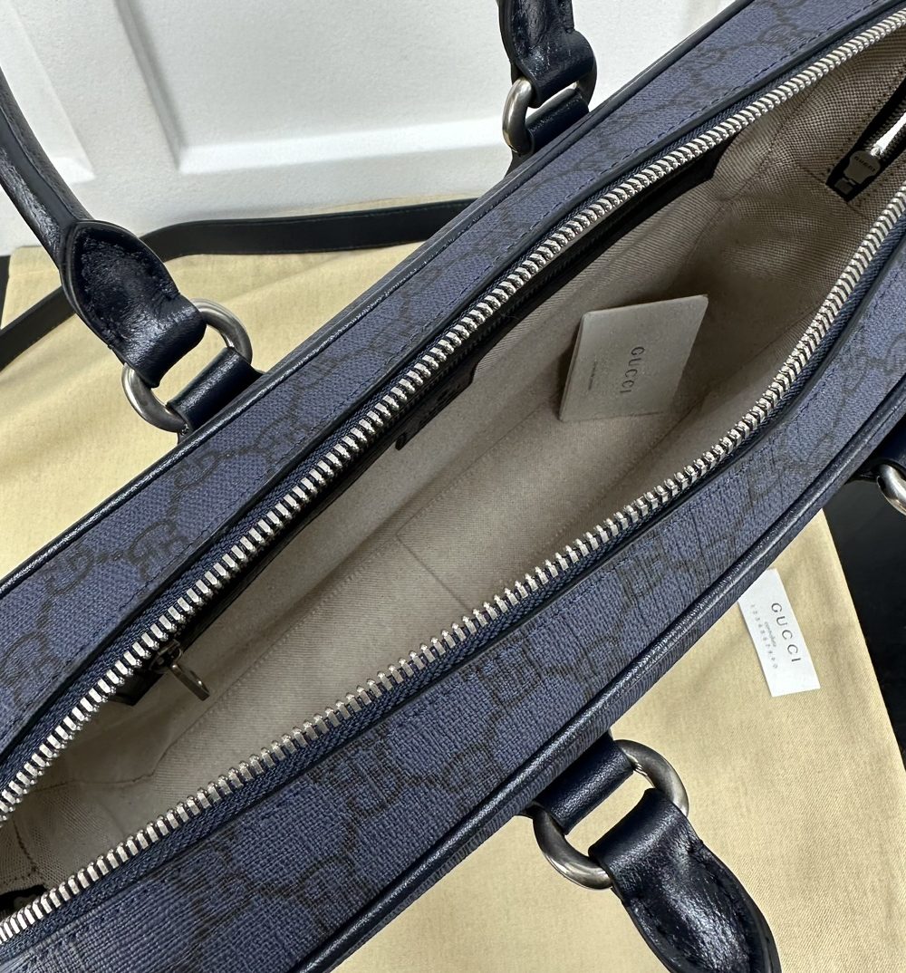 1:1 Replica Ophidia Medium GG Briefcase Dark Blue Exclusive For Men 792116 FACJT 8441
