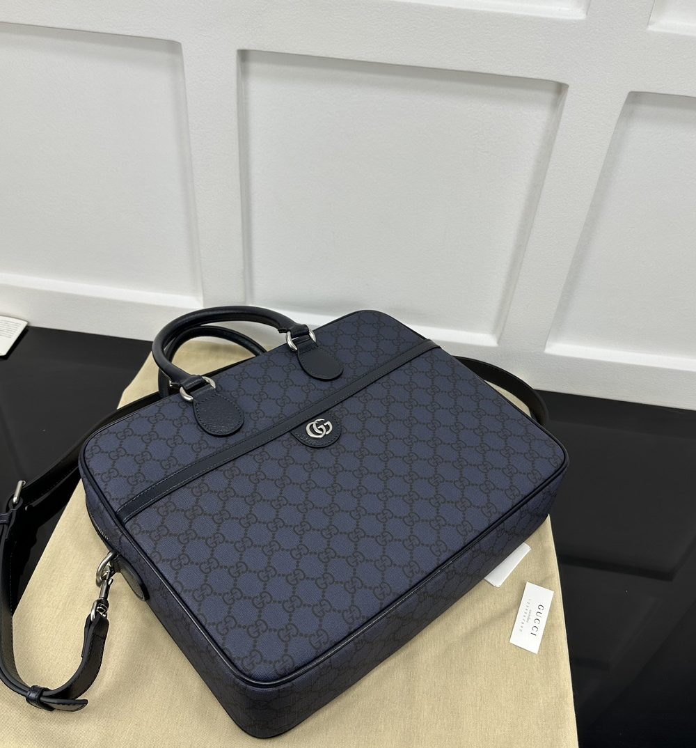 1:1 Replica Ophidia Medium GG Briefcase Dark Blue Exclusive For Men 792116 FACJT 8441