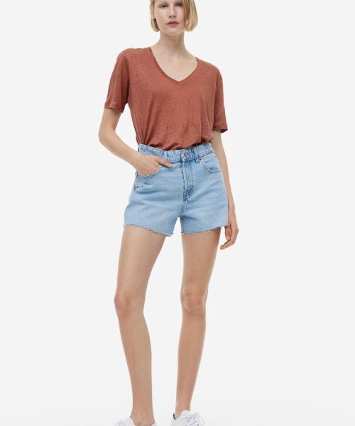 V-neck linen T-shirt