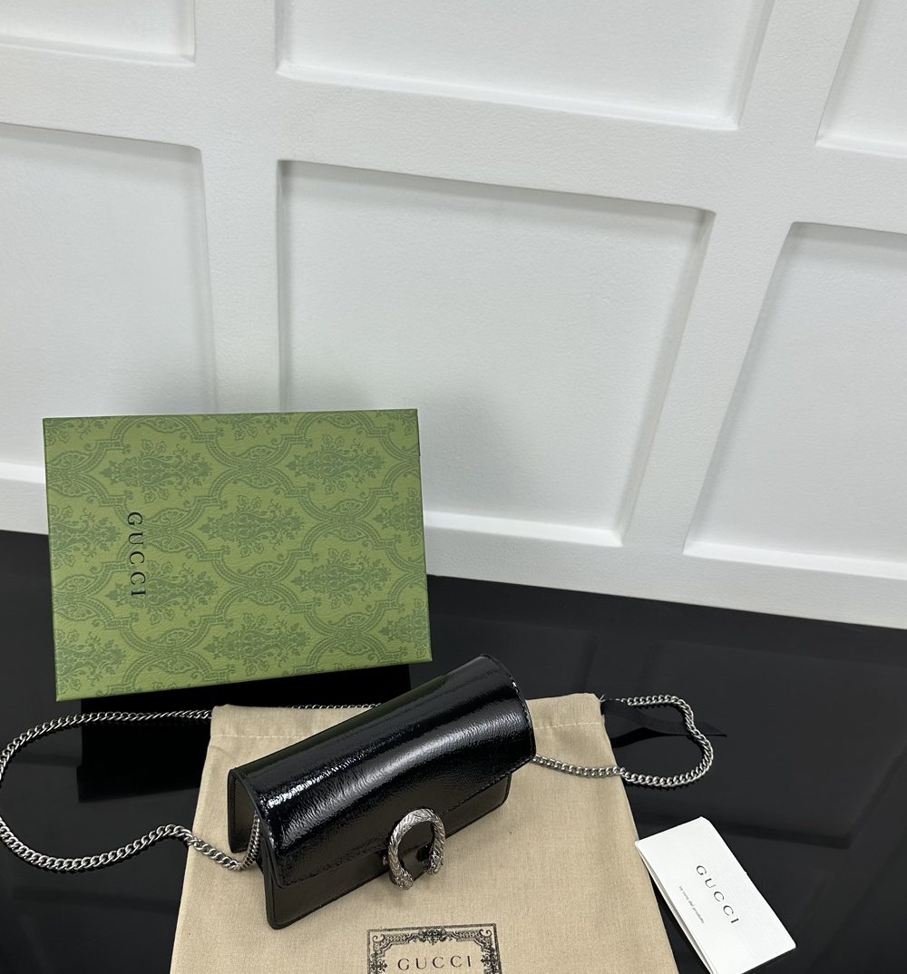 1:1 Replica GUCCI DIONYSUS SUPER MINI BAG P Black patent leather Exclusive For Women 795368 0AAA6 1000