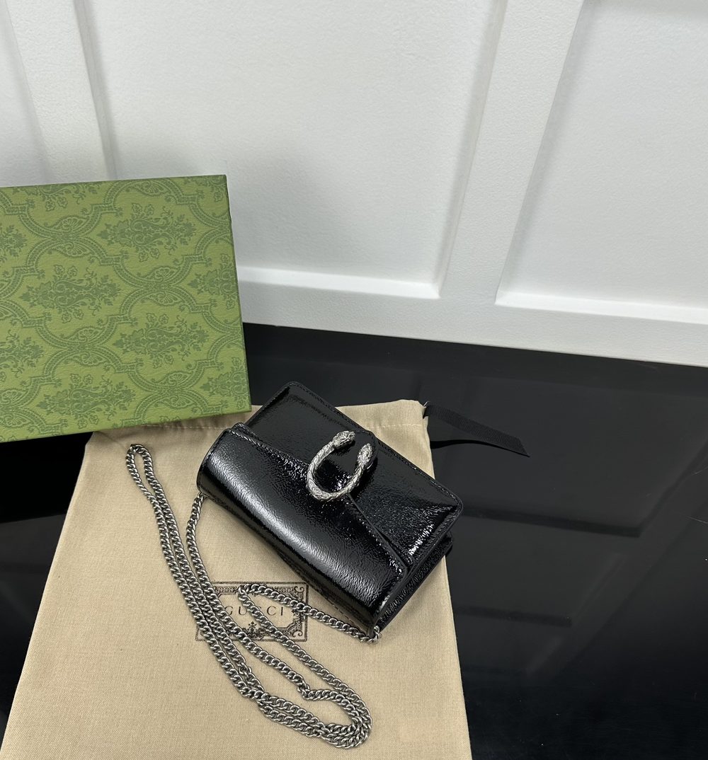 1:1 Replica GUCCI DIONYSUS SUPER MINI BAG P Black patent leather Exclusive For Women 795368 0AAA6 1000