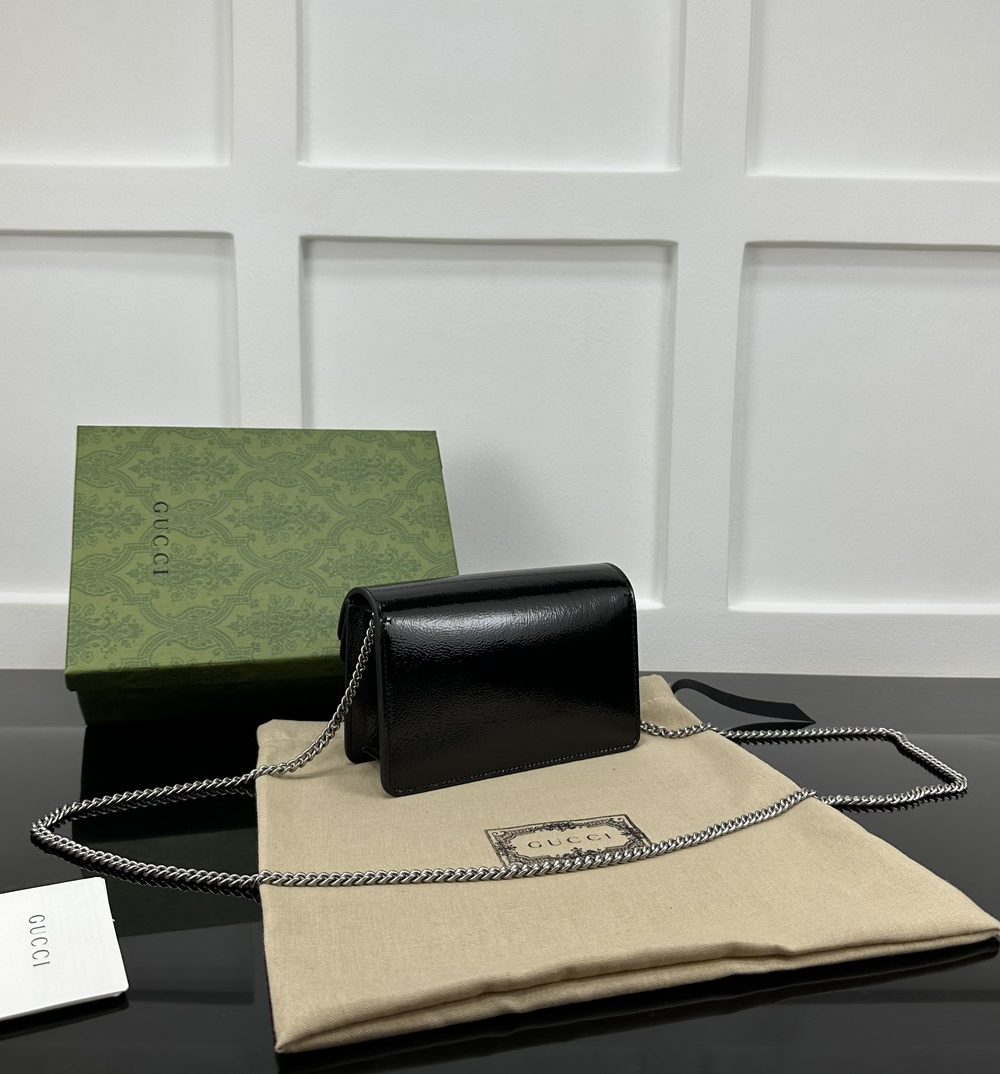 1:1 Replica GUCCI DIONYSUS SUPER MINI BAG P Black patent leather Exclusive For Women 795368 0AAA6 1000