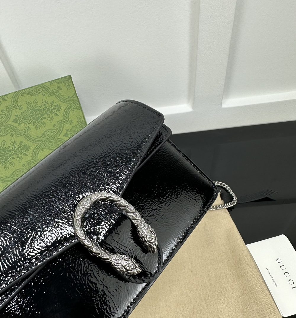 1:1 Replica GUCCI DIONYSUS SUPER MINI BAG P Black patent leather Exclusive For Women 795368 0AAA6 1000