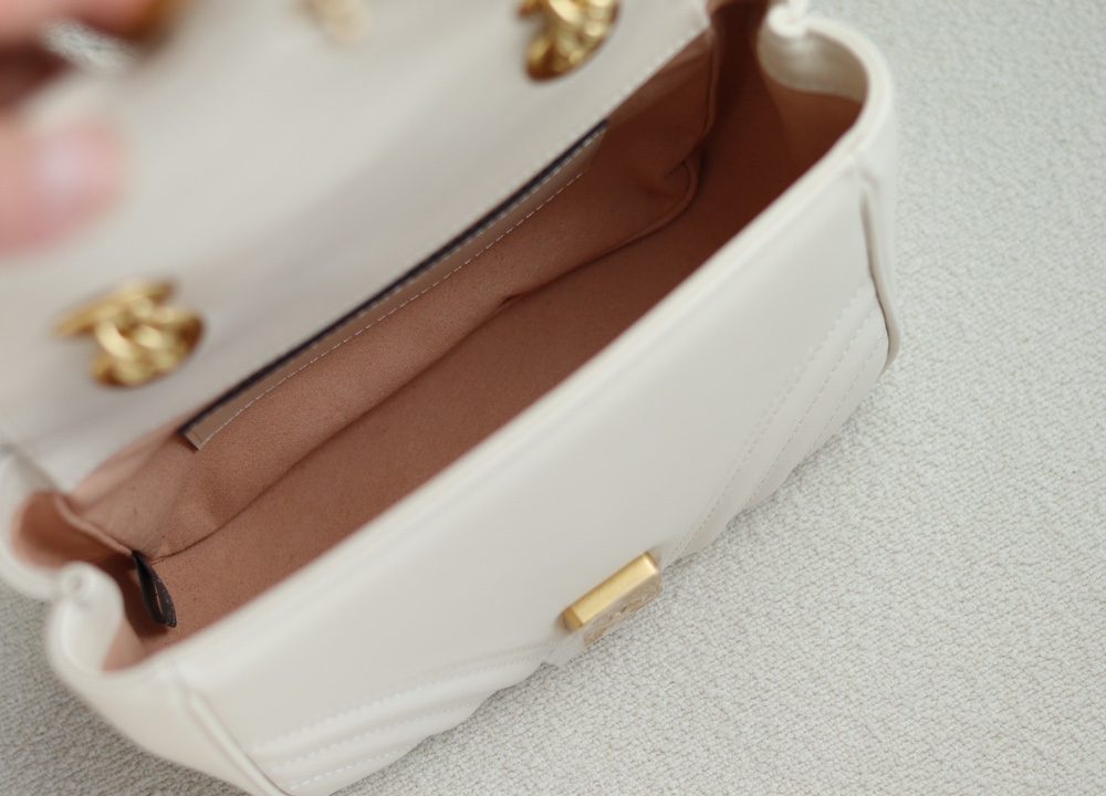 1:1 Replica GG MARMONT MINI SHOULDER BAG P White matelassé chevron leather Exclusive For Women 739682 AABZC 9022