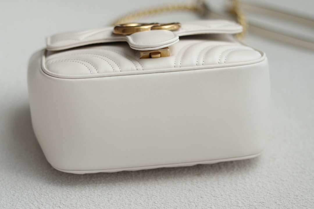 1:1 Replica GG MARMONT MINI SHOULDER BAG P White matelassé chevron leather Exclusive For Women 739682 AABZC 9022 - Image 6