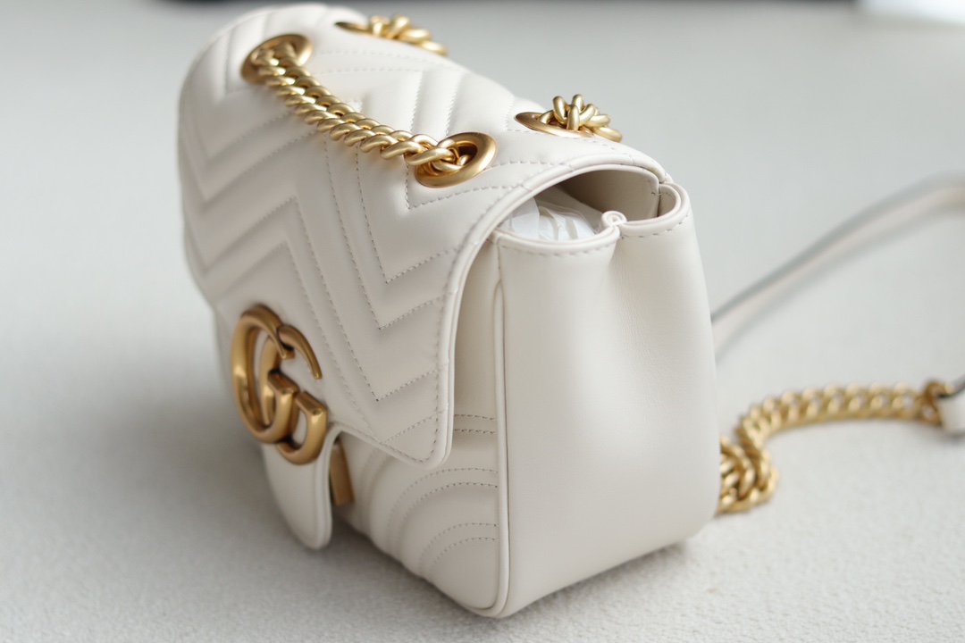 1:1 Replica GG MARMONT MINI SHOULDER BAG P White matelassé chevron leather Exclusive For Women 739682 AABZC 9022 - Image 7