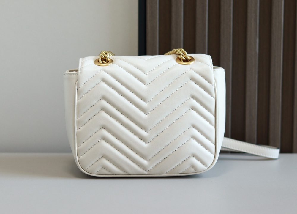 1:1 Replica GG MARMONT MINI SHOULDER BAG P White matelassé chevron leather Exclusive For Women 739682 AABZC 9022