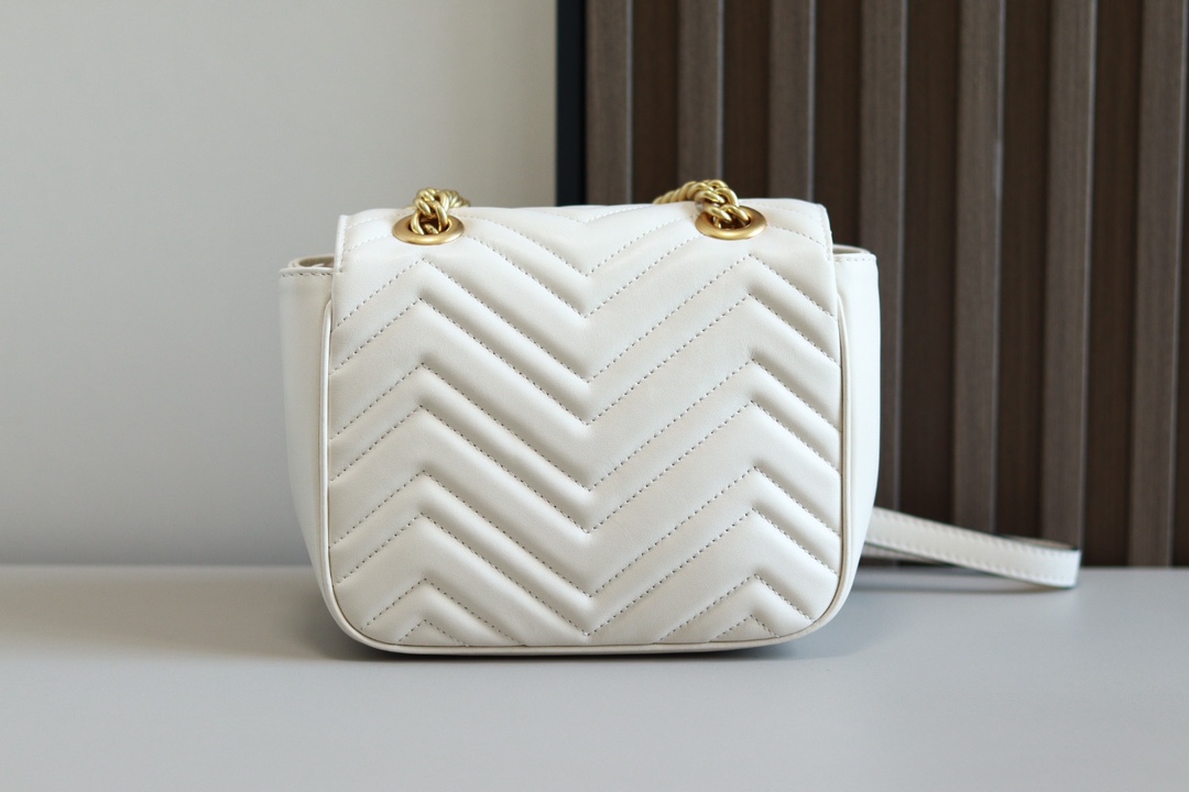 1:1 Replica GG MARMONT MINI SHOULDER BAG P White matelassé chevron leather Exclusive For Women 739682 AABZC 9022 - Image 8