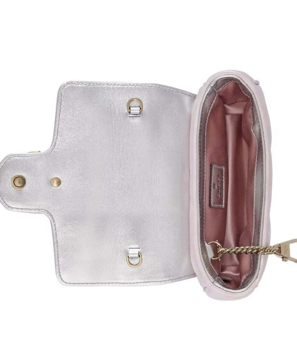 1:1 Replica GG MARMONT SUPER MINI BAG P Pink iridescent matelassé chevron leather Exclusive For Women ‎476433 AAC2U 5826