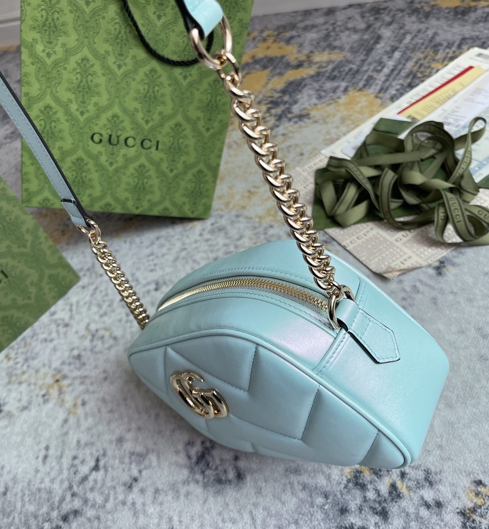 1:1 Replica GG MARMOUNT SMALL SHOULDER BAG P Blue iridescent quilted chevron leather Exclusive For Women 447632 AAC2V 4923