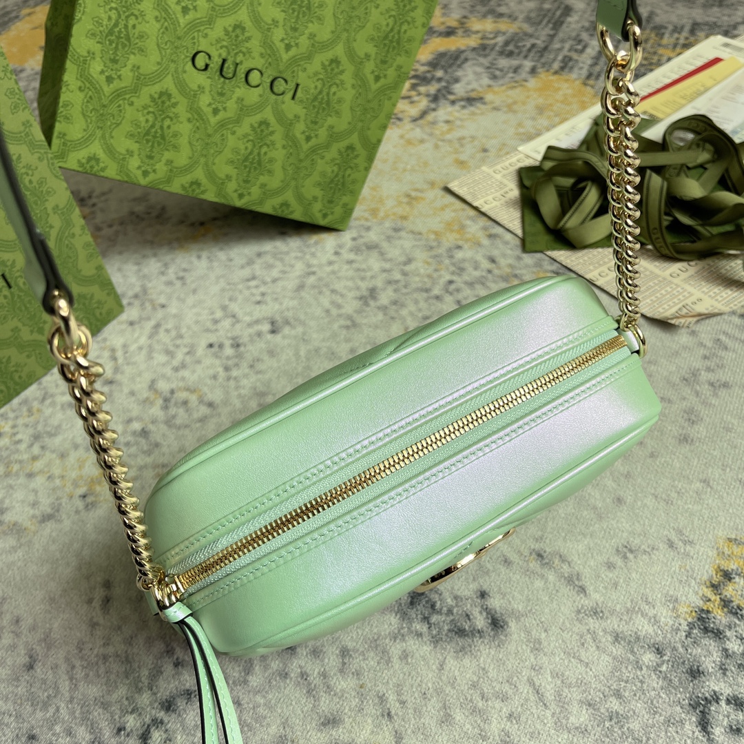 1:1 Replica GG MARMOUNT SMALL SHOULDER BAG P Green iridescent quilted chevron leather Exclusive For Women 447632 AAC2V 3404 - Image 5