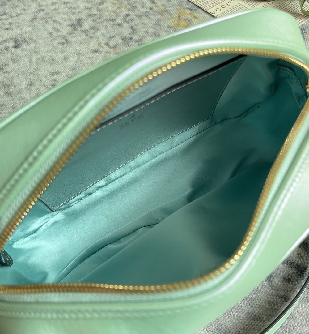 1:1 Replica GG MARMOUNT SMALL SHOULDER BAG P Green iridescent quilted chevron leather Exclusive For Women 447632 AAC2V 3404