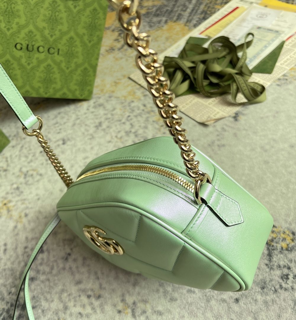 1:1 Replica GG MARMOUNT SMALL SHOULDER BAG P Green iridescent quilted chevron leather Exclusive For Women 447632 AAC2V 3404