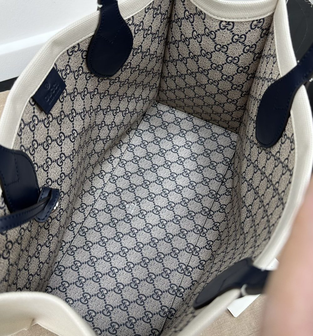 1:1 Replica GG MEDIUM TOTE BAG WITH GUCCI PRINT P BLACK  Exclusive For Women 772176