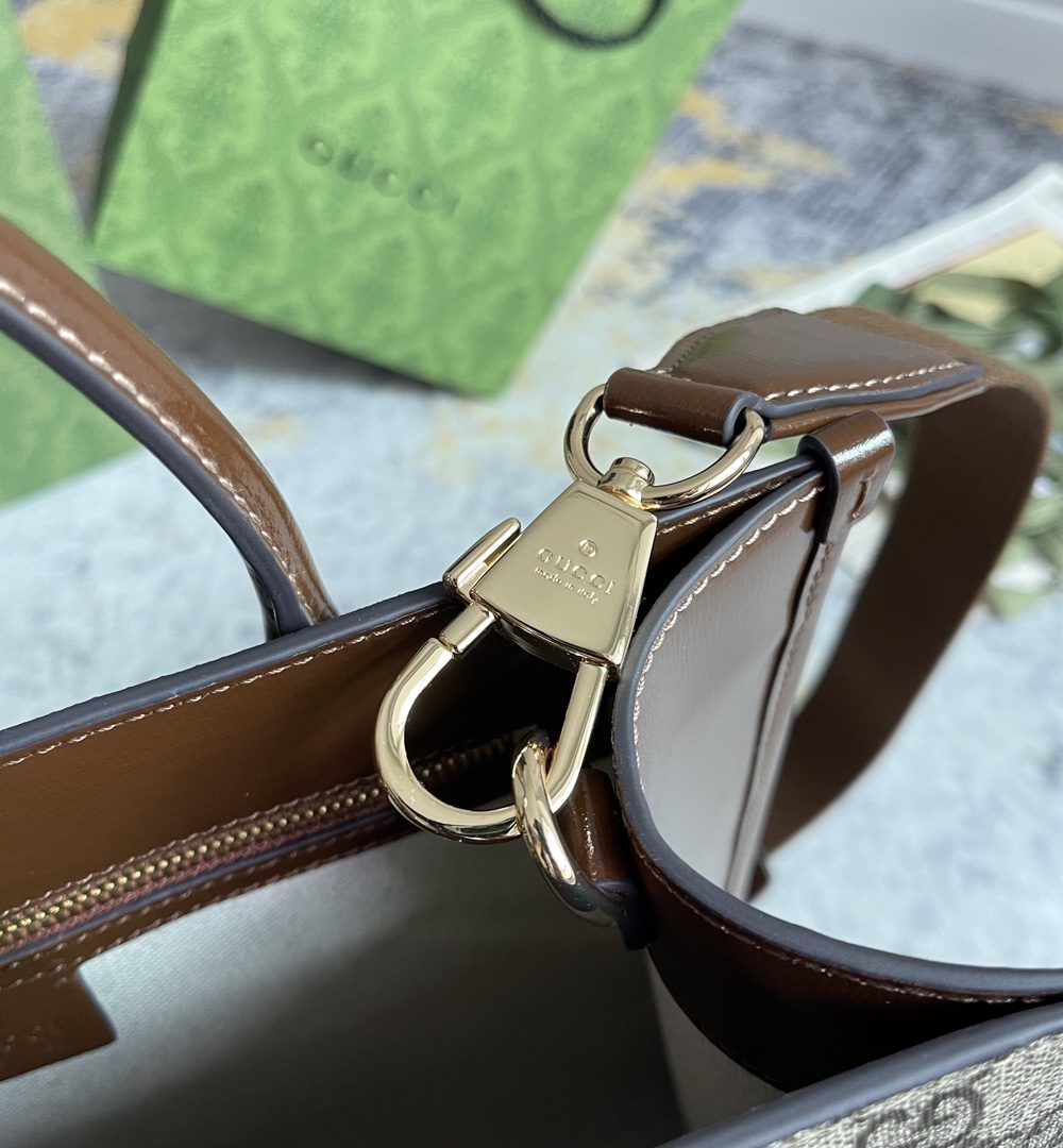 1:1 Replica GG SMALL TOTE WITH INTERLOCKING G P Beige and ebony GG Supreme canvas Exclusive For Women‎ 723308 92THG 8563