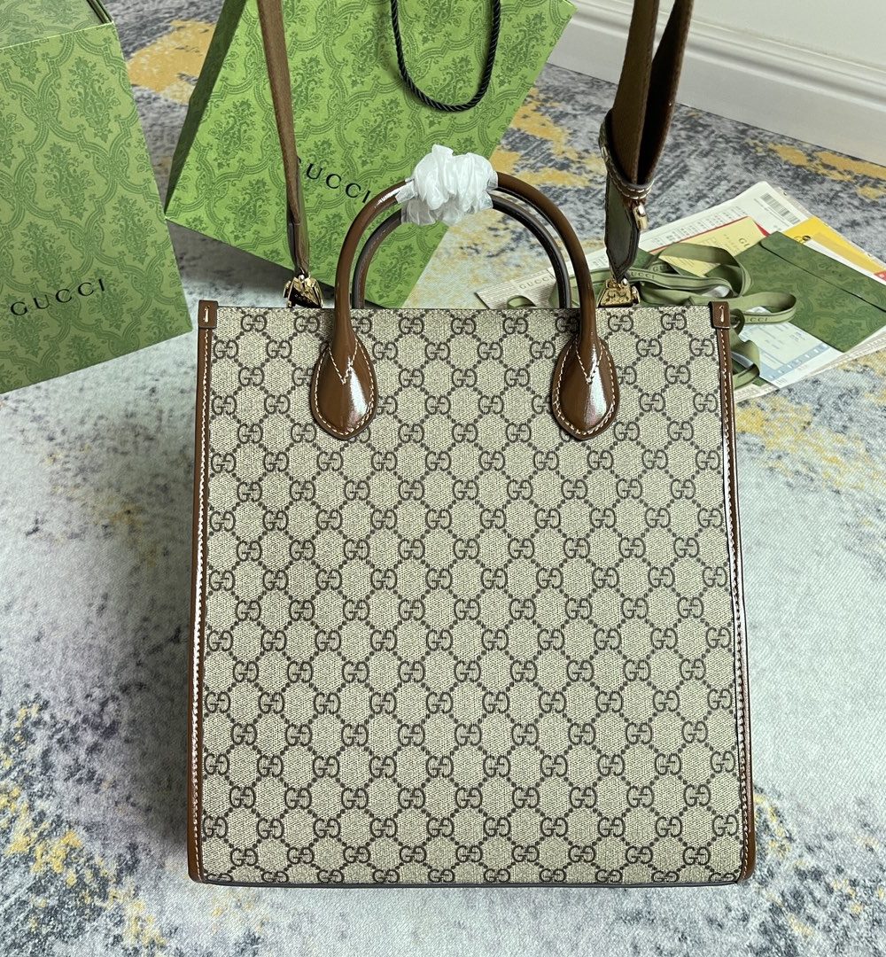 1:1 Replica GG SMALL TOTE WITH INTERLOCKING G P Beige and ebony GG Supreme canvas Exclusive For Women‎ 723308 92THG 8563