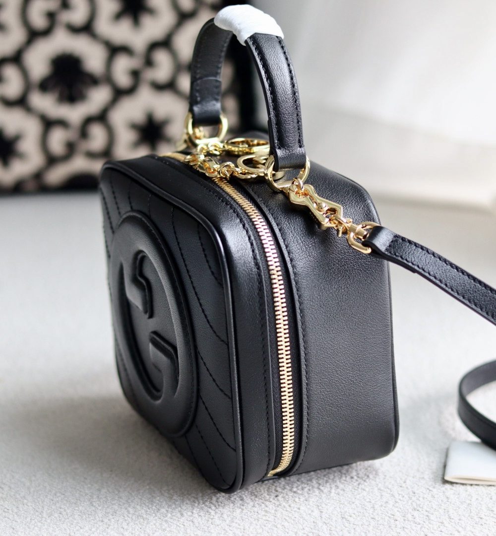 1:1 Replica GUCCI BLONDIE TOP HANDLE BAG P BLACK LEATHER Exclusive For Women 744434 1IV0G 1000