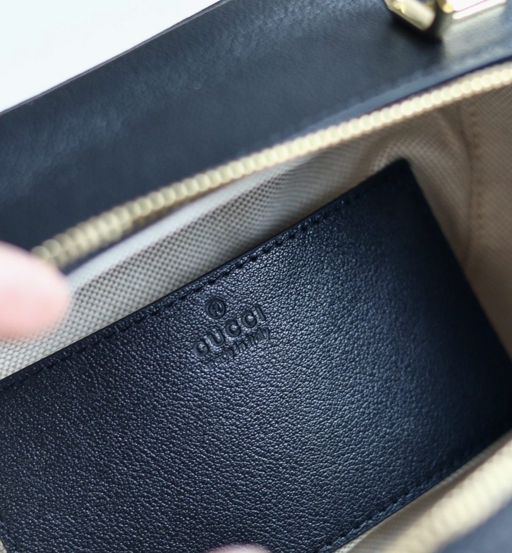 1:1 Replica GUCCI BLONDIE TOP HANDLE BAG P BLACK LEATHER Exclusive For Women 744434 1IV0G 1000