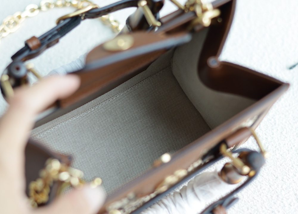 1:1 Replica GUCCI DIANA MINI TOTE BAG P Camel and ebony GG canvas with crystals Exclusive For Women ‎707449 21HRG 2687