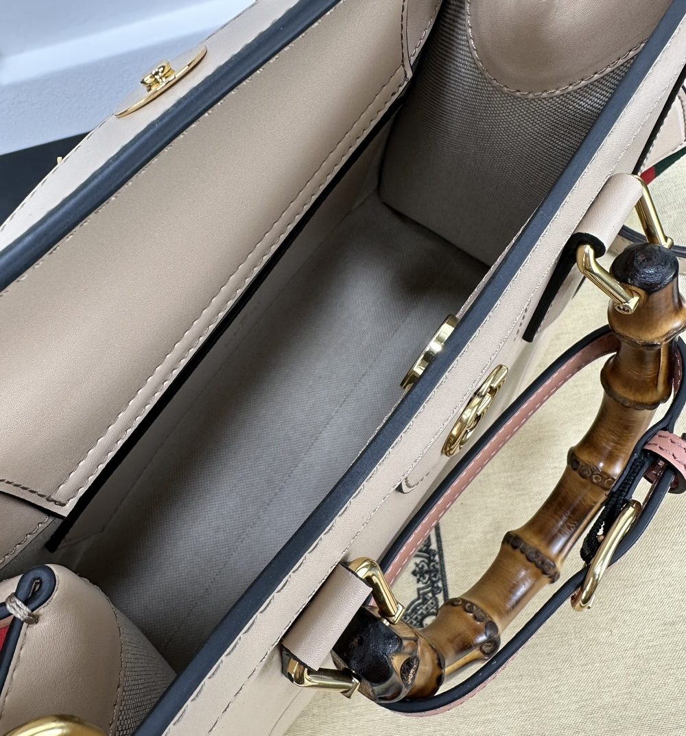 1:1 Replica GUCCI DIANA SMALL TOTE BAG P Beige leather Exclusive For Women ‎702721