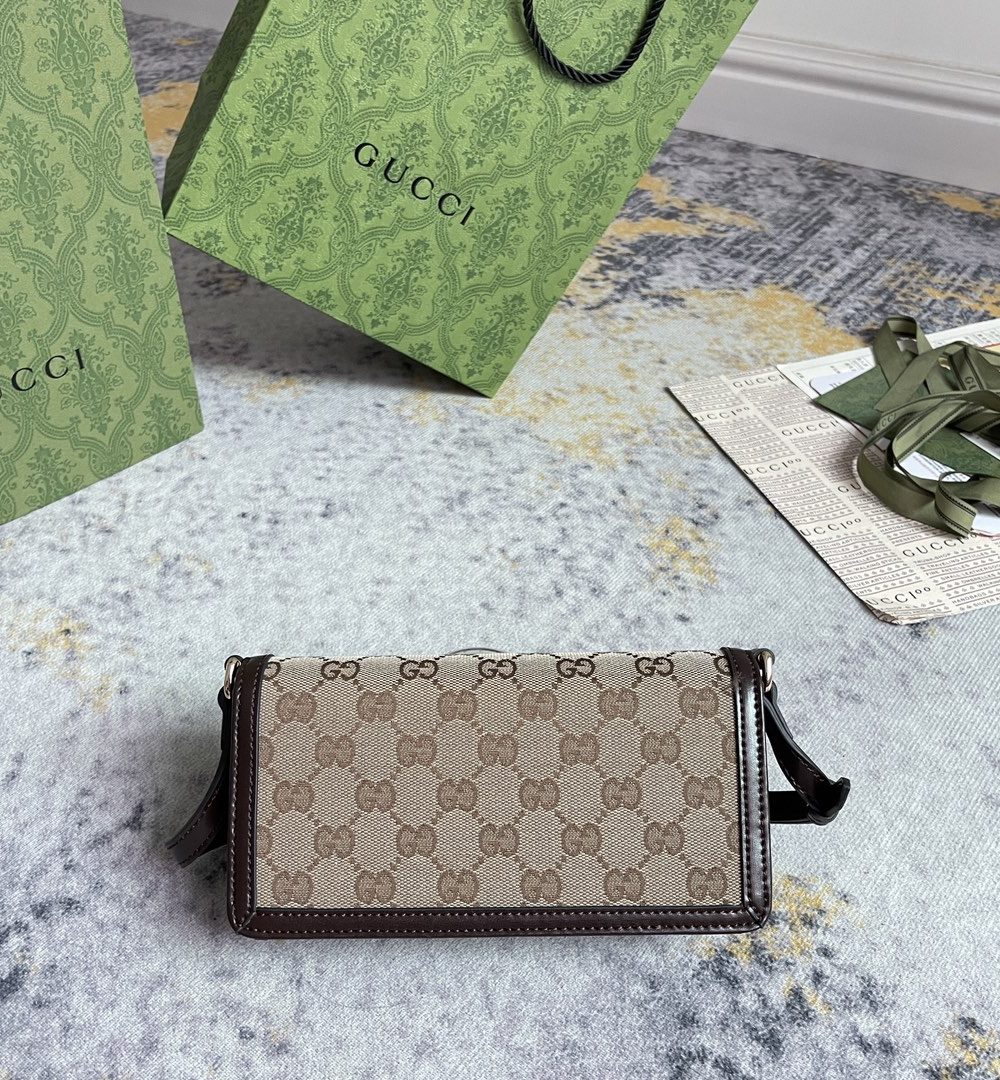 1:1 Replica GUCCI LUCE MINI SHOULDER BAG P Beige and ebony Original GG canvas Exclusive For Women 790038 FADHW 9742