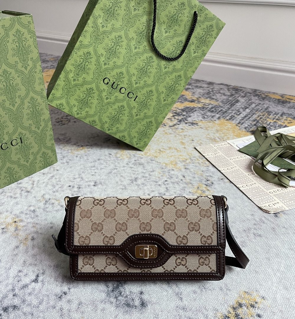 1:1 Replica GUCCI LUCE MINI SHOULDER BAG P Beige and ebony Original GG canvas Exclusive For Women 790038 FADHW 9742