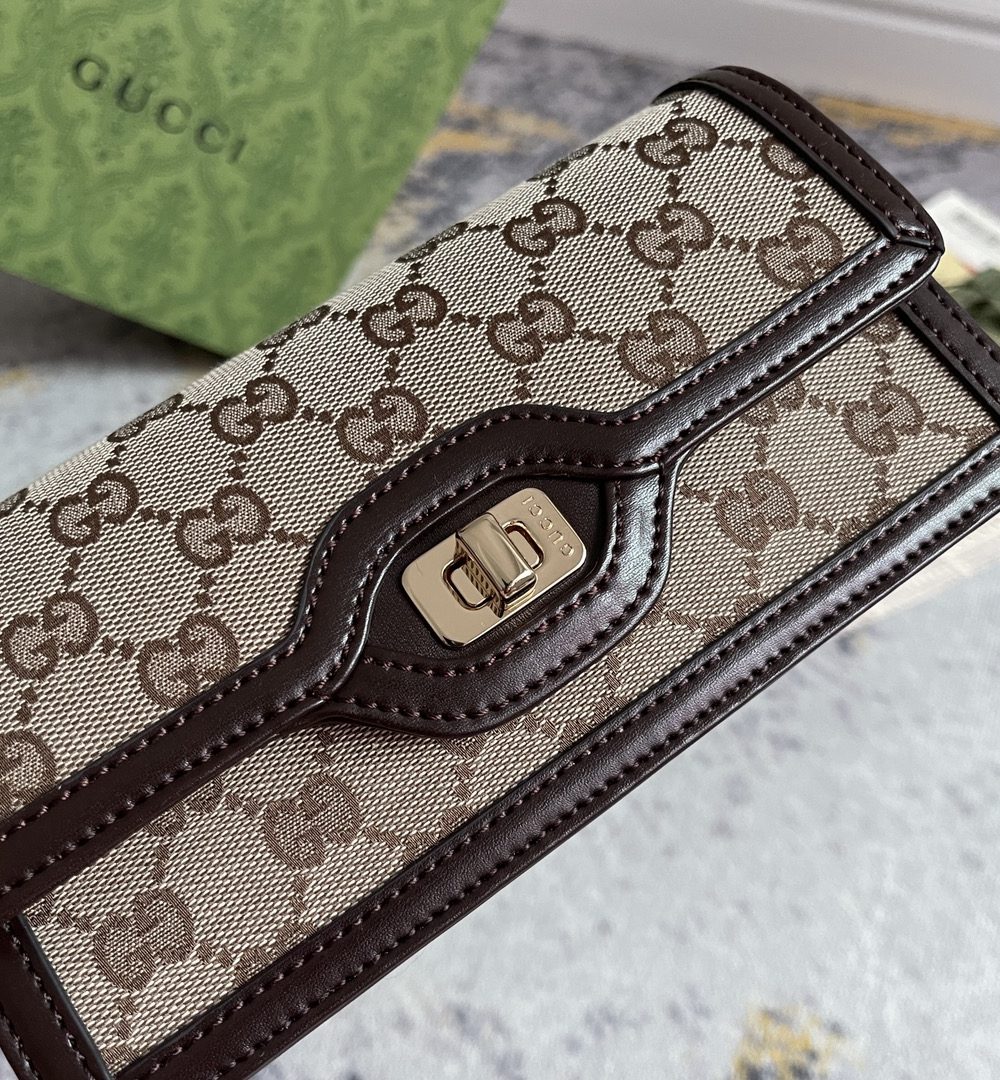 1:1 Replica GUCCI LUCE MINI SHOULDER BAG P Beige and ebony Original GG canvas Exclusive For Women 790038 FADHW 9742