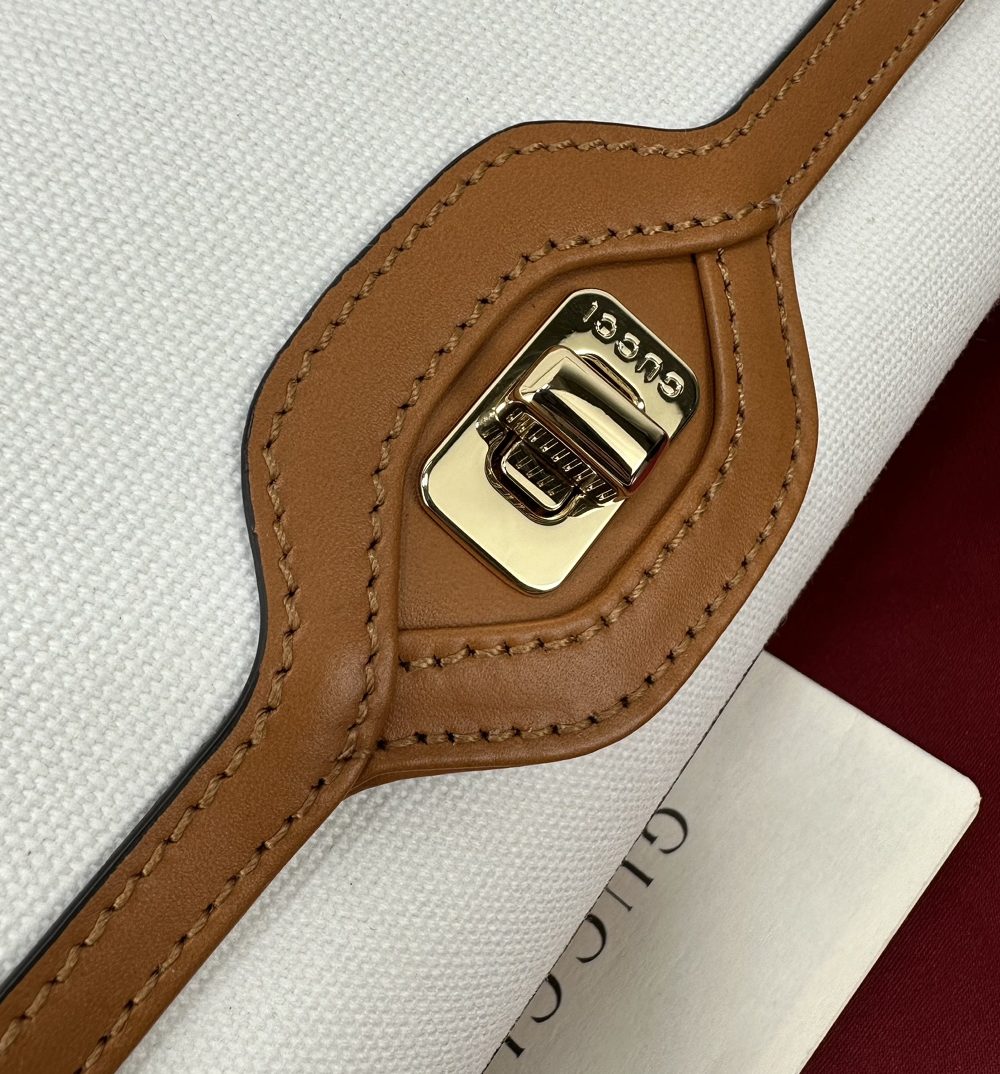 1:1 Replica GUCCI LUCE SMALL SHOULDER BAG Brown And White Canvas Exclusive For Women 786027 FADGF 9041