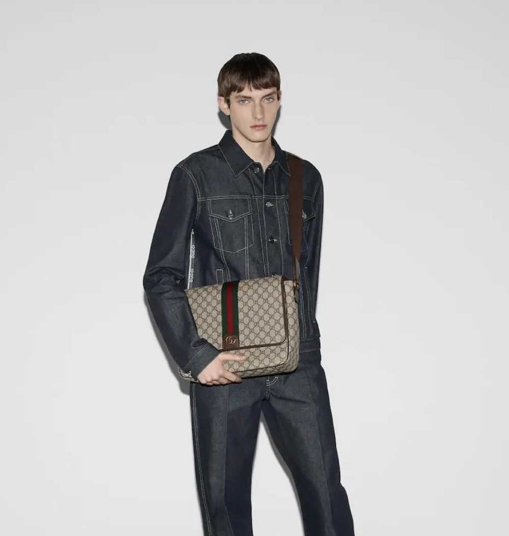 1:1 Replica GUCCI OPHIDIA GG LARGE CROSSBODY BAG P Beige and ebony GG Supreme canvas Exclusive For Women 792119 FACJQ 9741